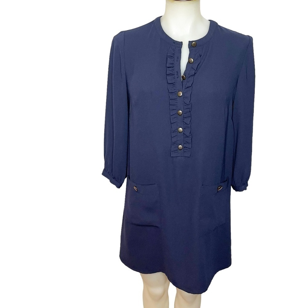Blue H&M Navy dress with gold buttons 🤍